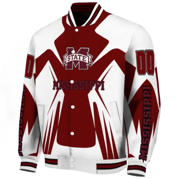 personalized mississippi state bulldogs spider mark maroon white varsity jacket best selling
