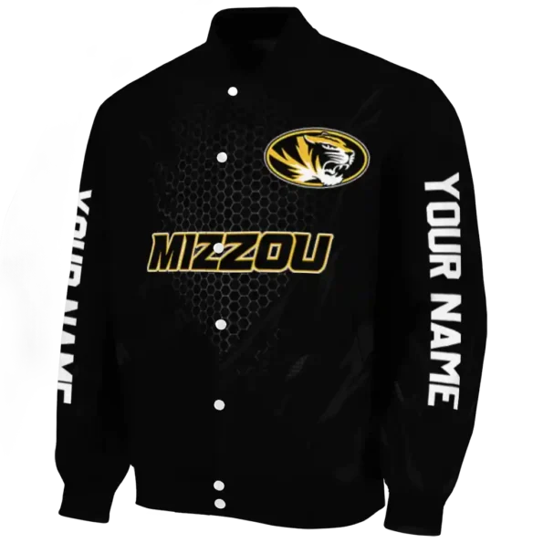 personalized missouri tigers hexagon mesh black varsity jacket best selling
