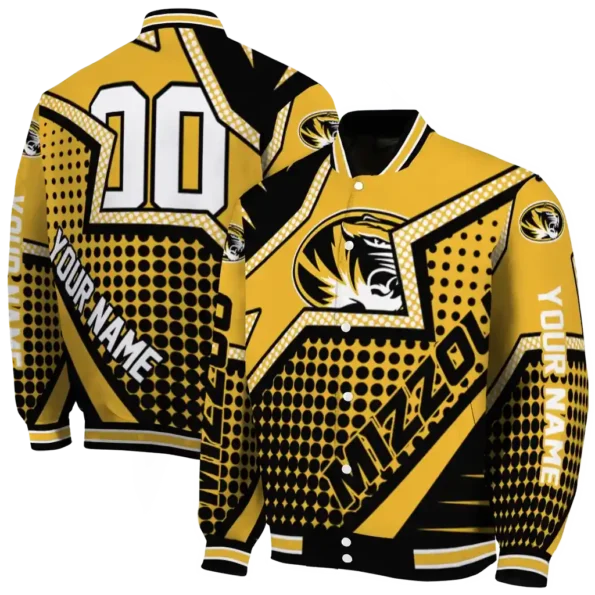 personalized missouri tigers star burst black varsity jacket fashion forward.webp
