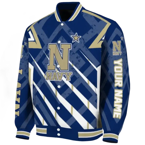 personalized navy midshipmen chevron angles blue varsity jacket best selling