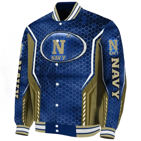 personalized navy midshipmen power plate blue varsity jacket best selling