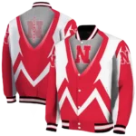 personalized-nebraska-cornhuskers-v-stripes-red-white-varsity-jacket-best-selling.webp