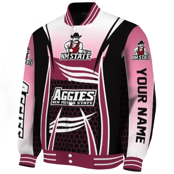 personalized new mexico state aggies mesh effect crimson black varsity jacket best selling