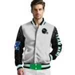 personalized-north-texas-mean-green-speckled-arms-green-gray-varsity-jacket-best-selling.webp