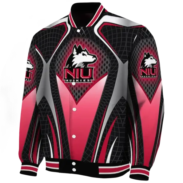 personalized northern illinois huskies mesh chest silver black varsity jacket best selling