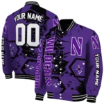 personalized-northwestern-wildcats-hexagon-cluster-purple-black-varsity-jacket-best-selling.webp