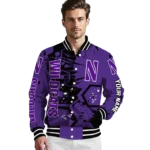 personalized-northwestern-wildcats-hexagon-cluster-purple-black-varsity-jacket-best-selling.webp