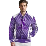personalized-northwestern-wildcats-hexagon-grid-purple-varsity-jacket-best-selling.webp
