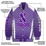 personalized-northwestern-wildcats-hexagon-grid-purple-varsity-jacket-best-selling.webp