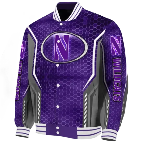 personalized northwestern wildcats power plate purple varsity jacket best selling