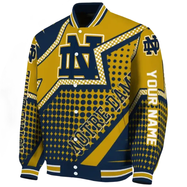 personalized notre dame fighting irish star burst navy varsity jacket best selling