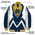 personalized-notre-dame-fighting-irish-v-stripes-navy-white-varsity-jacket-best-selling.webp