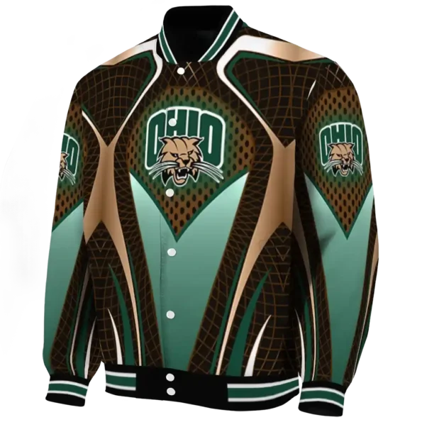 personalized ohio bobcats mesh chest tan black varsity jacket best selling
