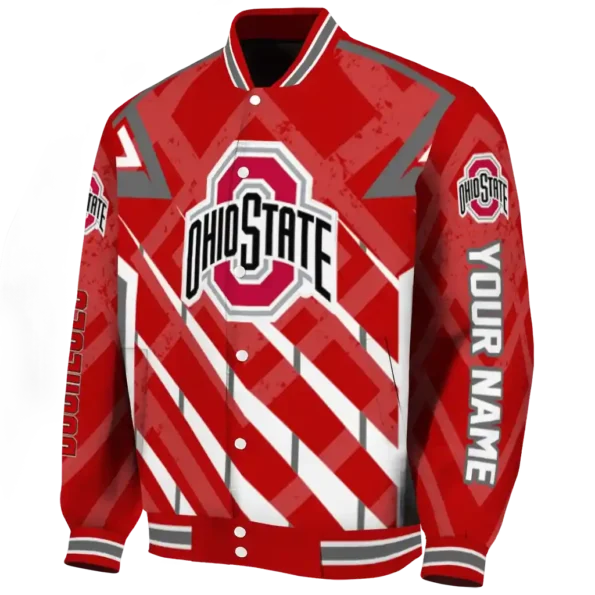 personalized ohio state buckeyes chevron angles scarlet varsity jacket best selling