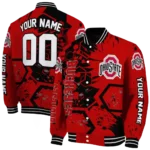 personalized-ohio-state-buckeyes-hexagon-cluster-scarlet-black-varsity-jacket-best-selling.webp