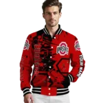 personalized-ohio-state-buckeyes-hexagon-cluster-scarlet-black-varsity-jacket-best-selling.webp