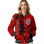 personalized-ohio-state-buckeyes-hexagon-cluster-scarlet-black-varsity-jacket-best-selling.webp