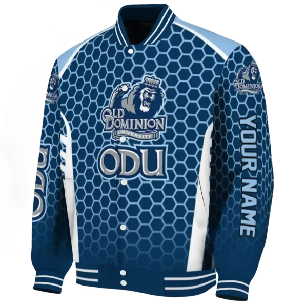 personalized old dominion monarchs hexagon grid blue varsity jacket best selling