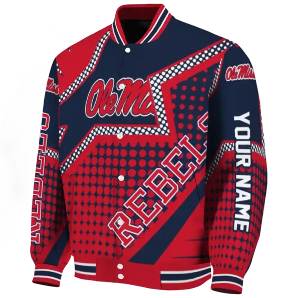 personalized ole miss rebels star burst red varsity jacket best selling