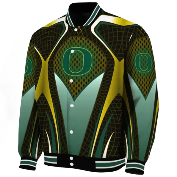 personalized oregon ducks mesh chest yellow black varsity jacket best selling