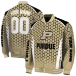 personalized-purdue-boilermakers-hexagon-grid-gold-varsity-jacket-best-selling.webp