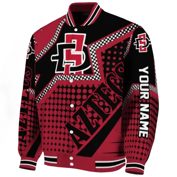 personalized san diego state aztecs star burst red varsity jacket best selling