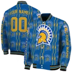 personalized-san-jose-state-spartans-bolt-stripe-blue-varsity-jacket-best-selling.webp