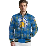 personalized-san-jose-state-spartans-bolt-stripe-blue-varsity-jacket-best-selling.webp