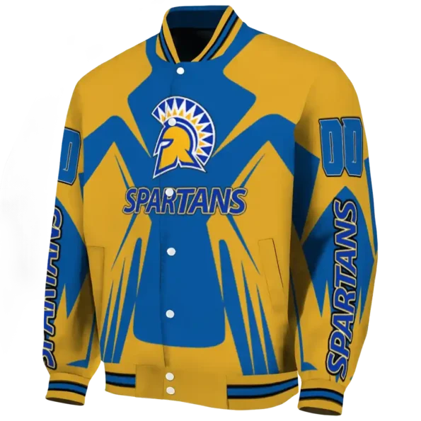 personalized san jose state spartans spider mark blue gold varsity jacket best selling