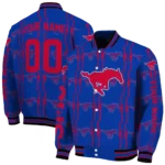 personalized-smu-mustangs-bolt-stripe-blue-varsity-jacket-best-selling.webp