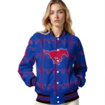 personalized-smu-mustangs-bolt-stripe-blue-varsity-jacket-best-selling.webp