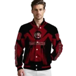 personalized-south-carolina-gamecocks-spider-mark-garnet-black-varsity-jacket-best-selling.webp