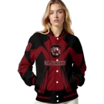 personalized-south-carolina-gamecocks-spider-mark-garnet-black-varsity-jacket-best-selling.webp