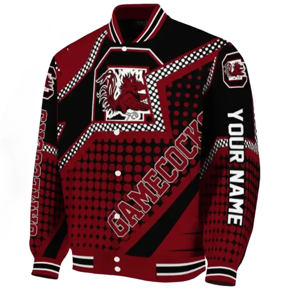 personalized south carolina gamecocks star burst garnet varsity jacket best selling