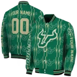 personalized-south-florida-bulls-bolt-stripe-green-varsity-jacket-best-selling.webp