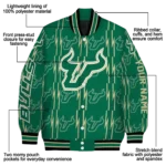 personalized-south-florida-bulls-bolt-stripe-green-varsity-jacket-best-selling.webp