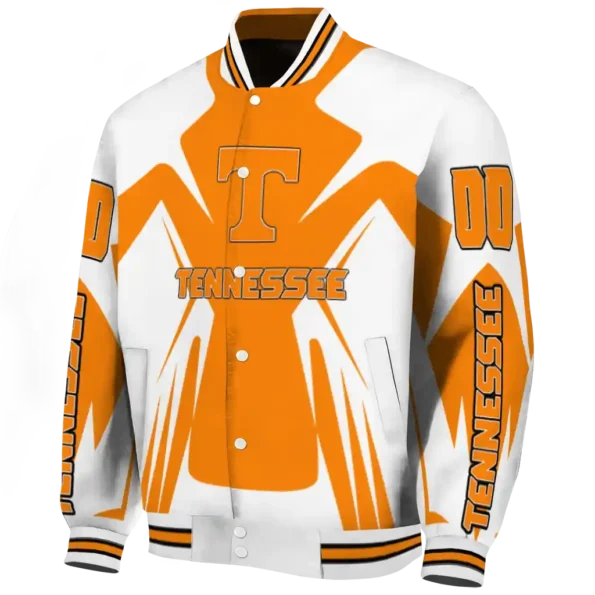 personalized tennessee volunteers spider mark orange white varsity jacket best selling