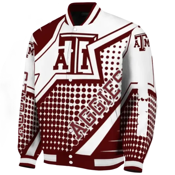 personalized texas am aggies star burst maroon varsity jacket best selling