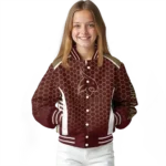 personalized-texas-state-bobcats-hexagon-grid-maroon-varsity-jacket-best-selling.webp