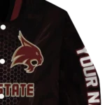 personalized-texas-state-bobcats-hexagon-mesh-maroon-black-varsity-jacket-best-selling.webp