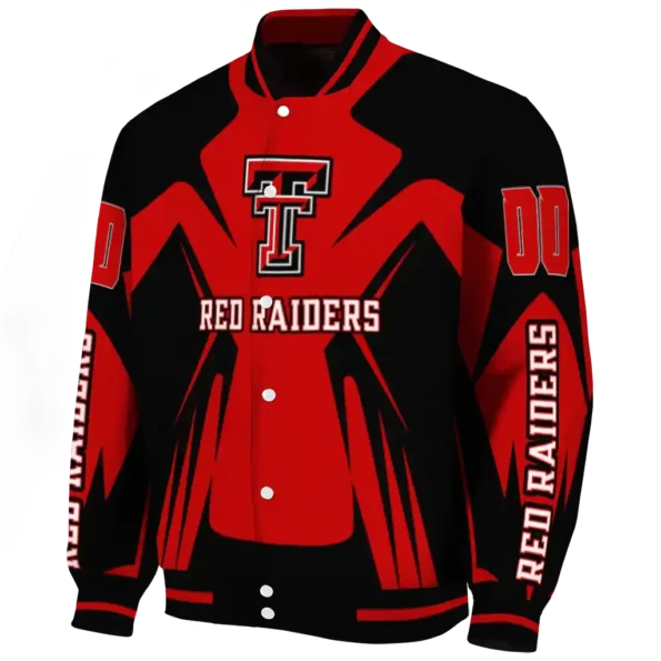 personalized texas tech red raiders spider mark red black varsity jacket best selling