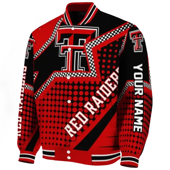 personalized texas tech red raiders star burst red varsity jacket best selling