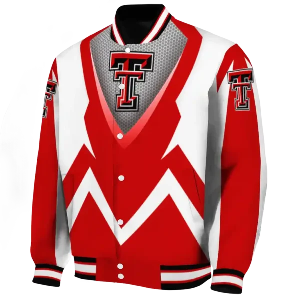 personalized texas tech red raiders v stripes red white varsity jacket best selling