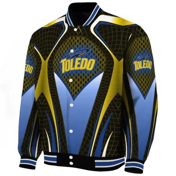 personalized toledo rockets mesh chest gold black varsity jacket best selling