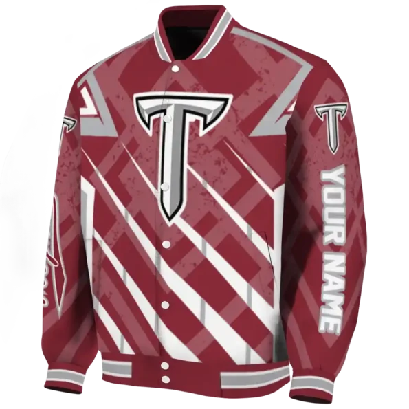 personalized troy trojans chevron angles red varsity jacket best selling