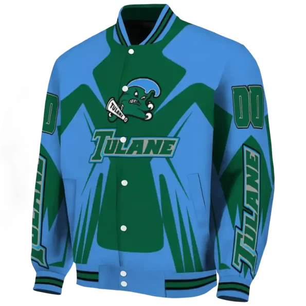 personalized tulane green wave spider mark green blue varsity jacket best selling