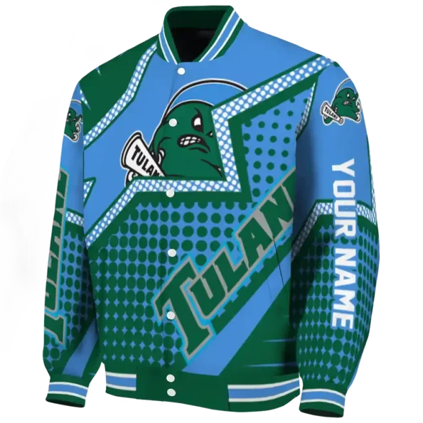 personalized tulane green wave star burst green varsity jacket best selling