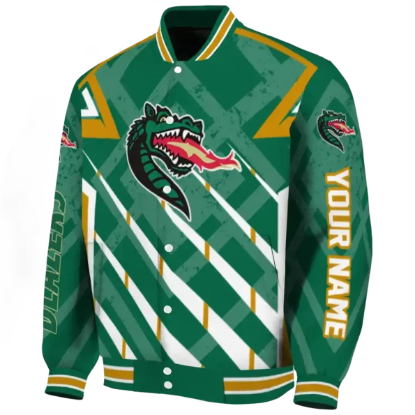 personalized uab blazers chevron angles green varsity jacket best selling