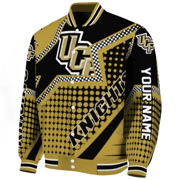 personalized ucf knights star burst gold varsity jacket best selling