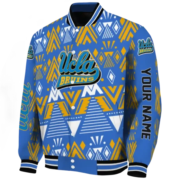 personalized ucla bruins pyramid shapes blue varsity jacket best selling